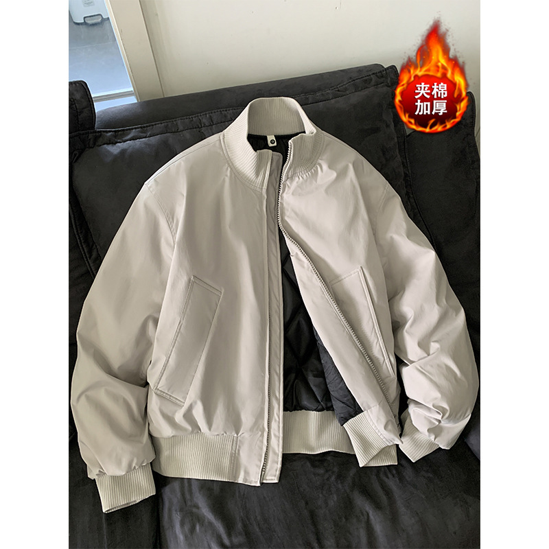 冬季新款男士教练飞行夹克加厚棉衣cleanfit短款大码青年潮外套男