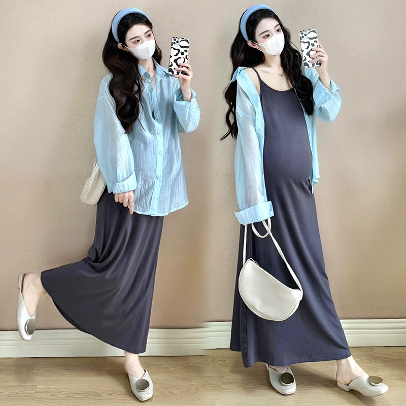 Летний модный комплект, эластичное Slip dress, кардиган, корейский стиль