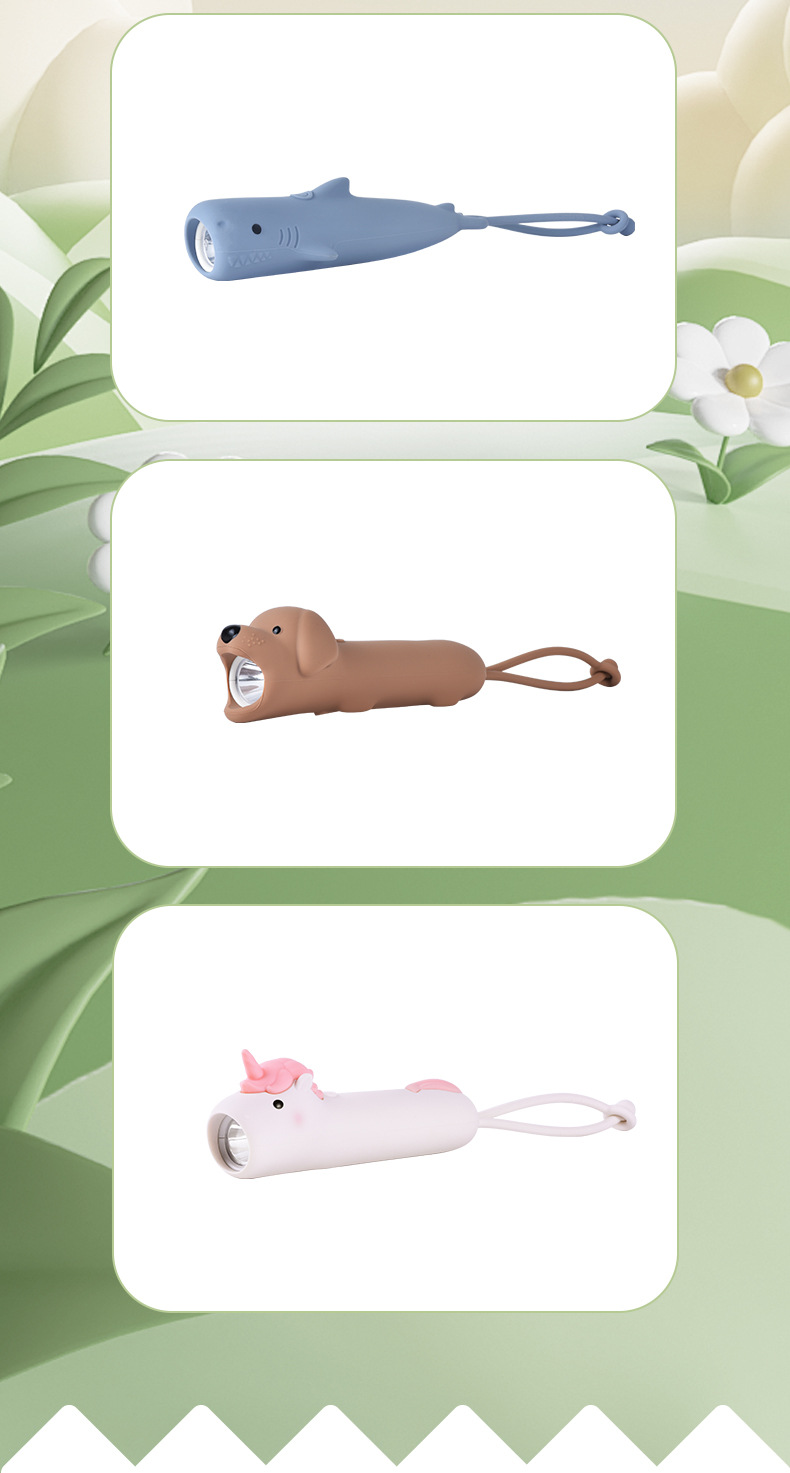 New Silicone Animal Creative Handheld Lights Night Travel Cartoon Children Soft Shell Flashlight Wholesale