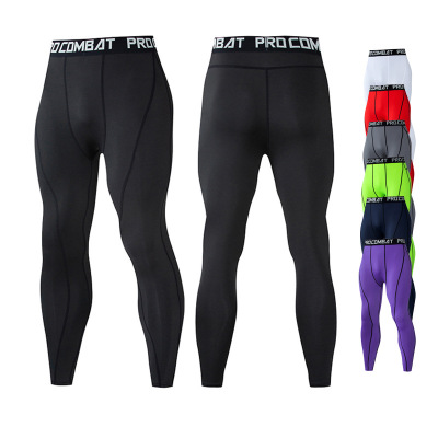 歐美運動緊身褲男彈力速幹訓練褲健身田徑足球籃球跑步壓縮打底褲