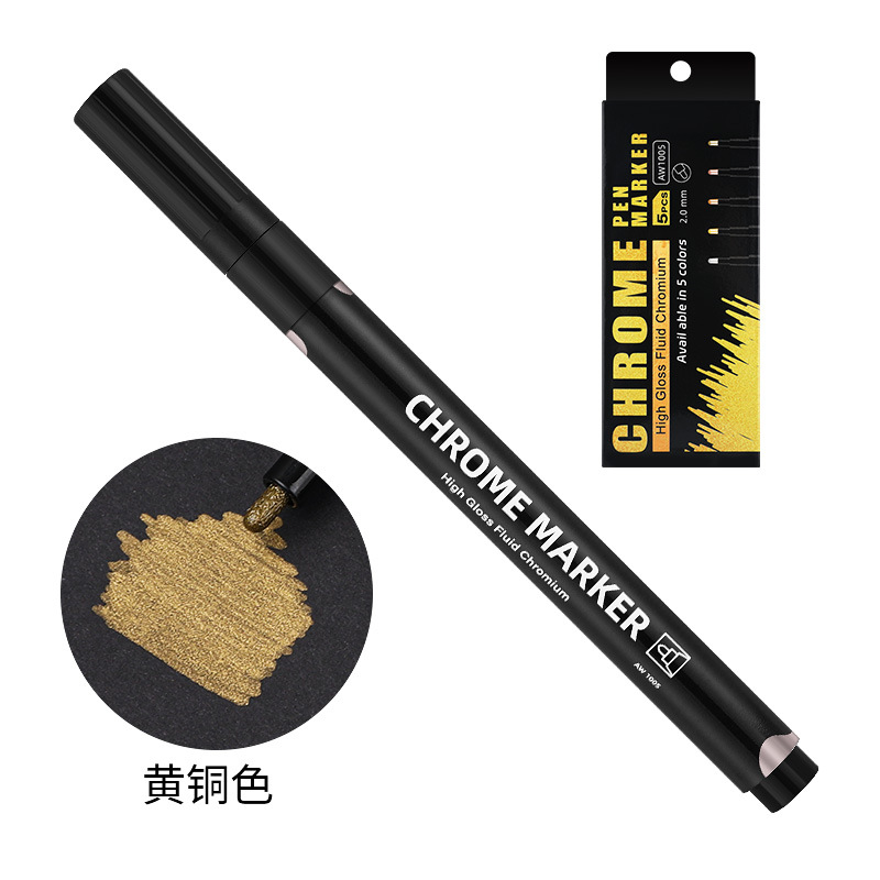 Bolígrafo de reparación de arañazos de modelo Pluma brillante para colorear y colorear Pluma de retoque de modelo de metal Pluma de espejo Pluma cromada al por mayor