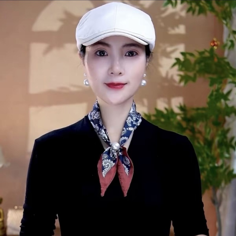 【冰丝缎珠珠蝴蝶结小丝巾】时尚百搭吸扣丝巾|undefined