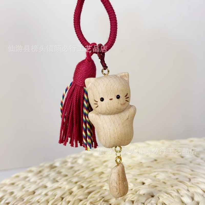 榉木可爱小猫躺平猫包包挂件吊坠猫钥匙扣治愈系喵咪流苏厂家批发|undefined