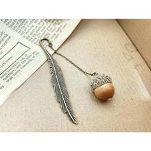 橡果书签文艺复古典羽毛金属学生文具创意书夹生日礼物书签