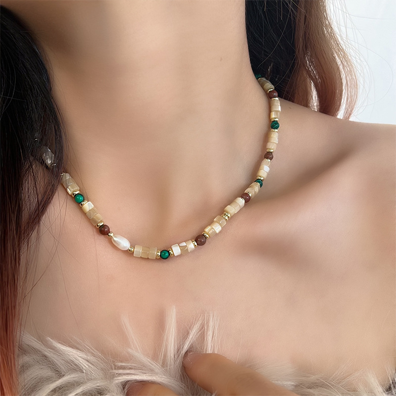 20g Weight Simple Style Geometric Freshwater Pearl Shell Plating 14K Gold Plated Women's Necklace