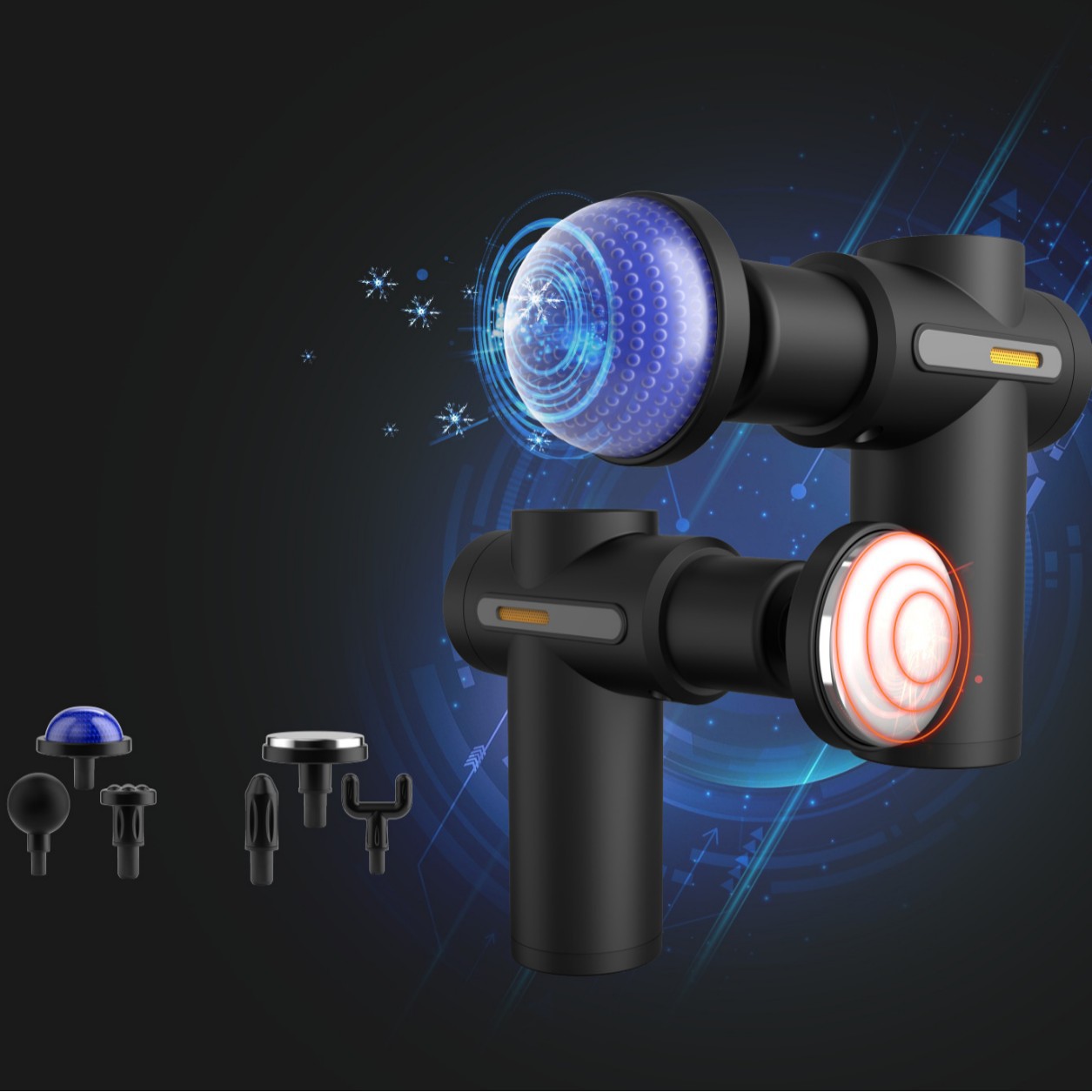 Pistola de masaje muscular eléctrica personalizada, masajeador de fitness, pistola de masaje frío y caliente para hombros y cuello, modelo de fisioterapia con compresión fría y caliente para columna cervical