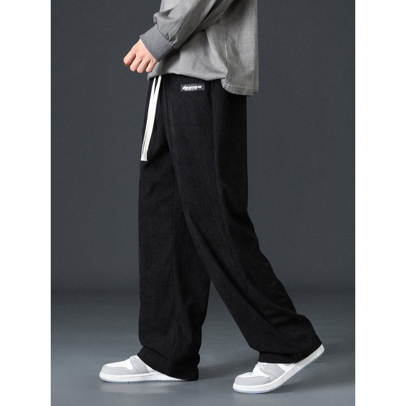 Pantalones rectos de cordillera para hombres primavera y otoño marca de tendencia nuevo relajado colgante deportivo etiqueta casual pantalones largos de piernas anchas image 3