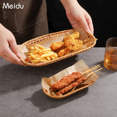 フライドチキンのフライドポテト皿家庭用スナック皿藤編ドライフルーツ皿野菜皿ピクニック皿フライドポテト皿