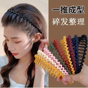 Simple candy-colored face wash headband for women with toothed anti-slip hair clips for hair wavy bangs hairband wholesale