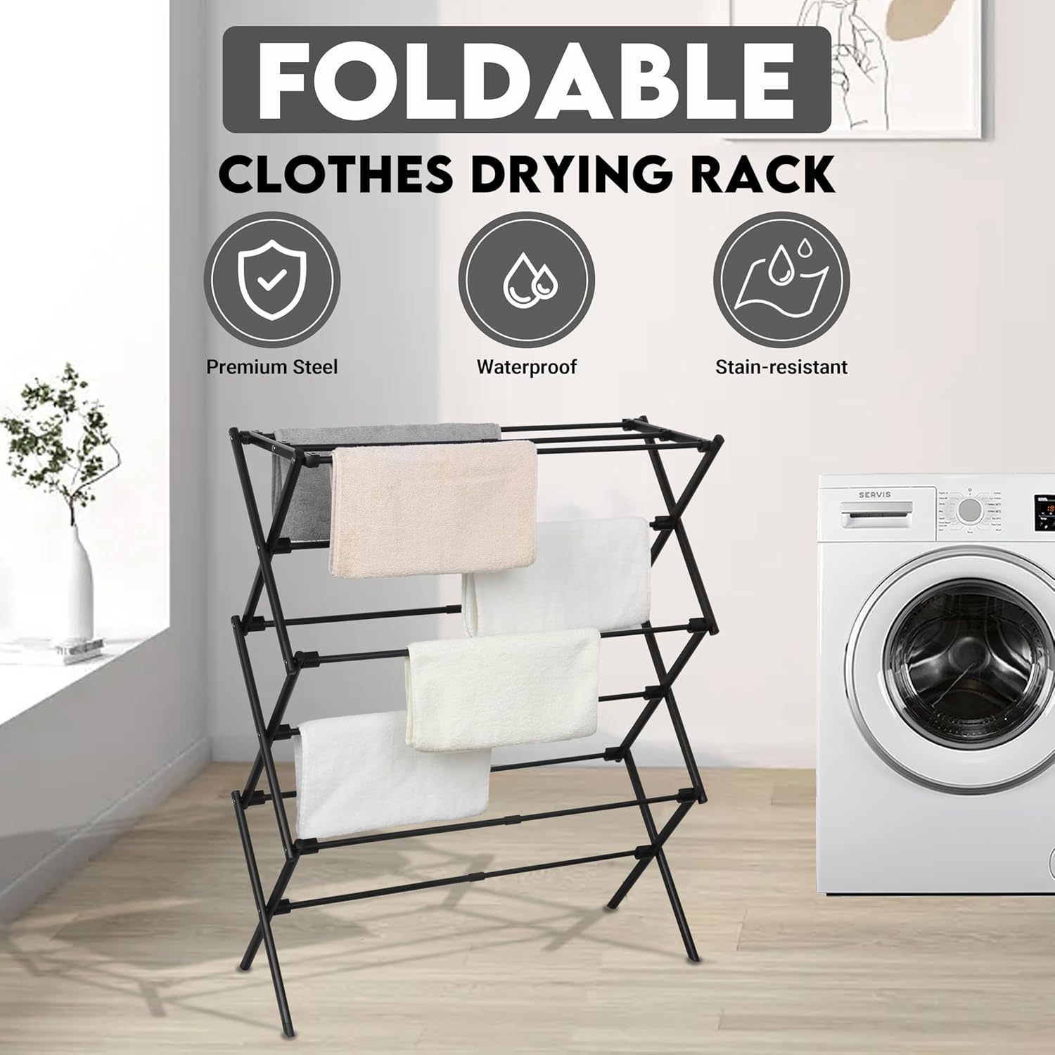 Cross-border Foreign Trade Clothes Rack Balcony Drying Cool Clothes Rack Home Floor Bold Dormitory Easy to Put Amazon