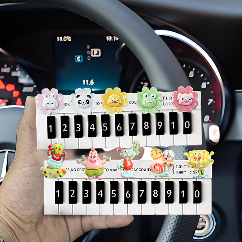 Tarjeta de estacionamiento de piano de celebridades de Internet, placa de número de estacionamiento temporal, lindo animal pequeño, niña, decoración de automóvil, tarjeta de estacionamiento
