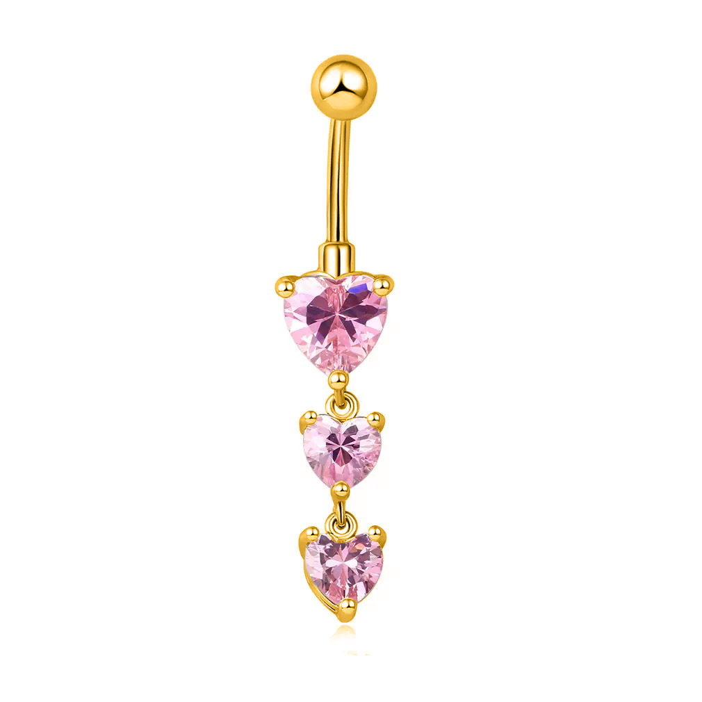 Heart-shaped Zirconia Belly Button Ring In Copper Piercing Jewellery_voghion.com