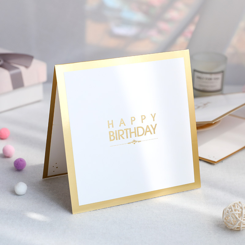 Birthday card gilding cake handmade 3D small card hollow paper carving simple blessing gift foreign trade wholesale