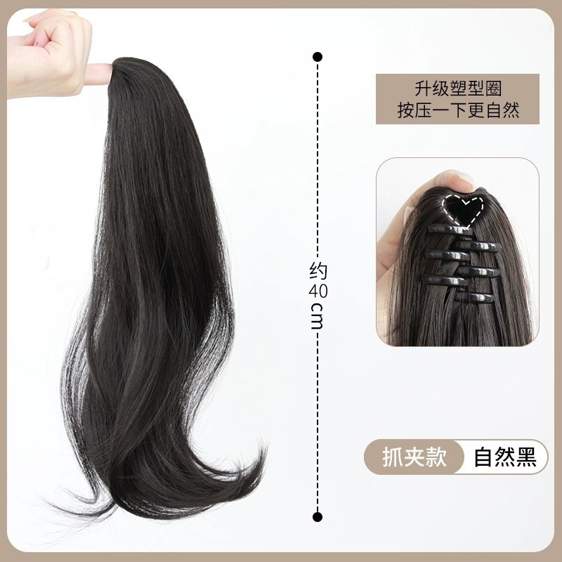 抓夹假发马尾辫子双马尾女发饰自然蓬松增发量盘发神器假发麻花辫|undefined