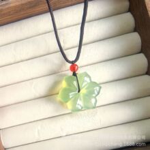 天然玉石岫玉六瓣花吊坠尺寸女款饰品和田玉吊坠六瓣花吊坠项链