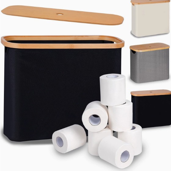 Cesta transfronteriza de artículos diversos y ropa sucia con tapa, cesta de almacenamiento de tela Oxford de bambú reciclada plegable, hogar con bolsa interior, caja de botella