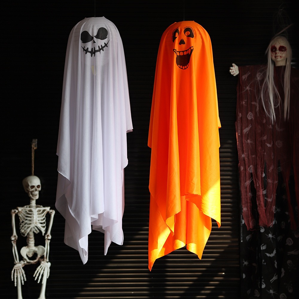 Lámpara fantasma de Halloween LED lámpara decorativa portátil lámpara de calabaza tela luminosa esqueleto lámpara de color fantasma props de fiesta tela colgante