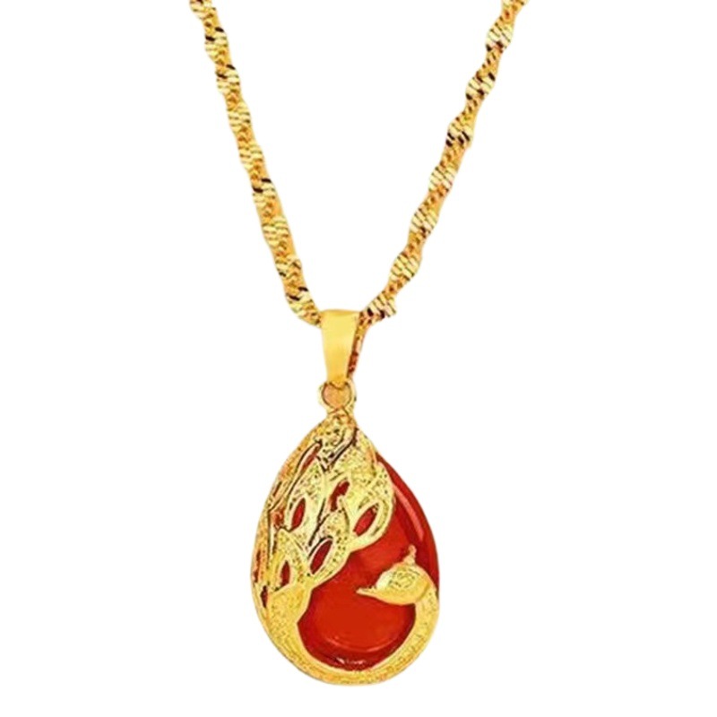Vietnam Sand Gold Rose Drop Pendant Wedding Necklace Simulation Women Gem Pendant Live Selling First Jewelry