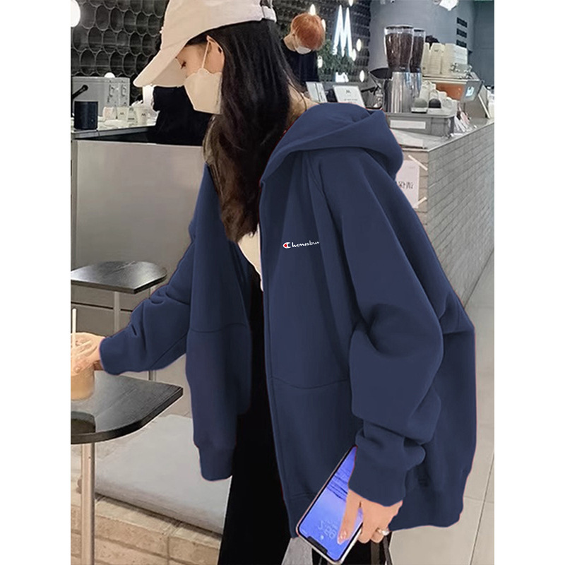 Cute Champion Zipper Cardigan Sweater Tops Women's Spring Autumn Winter New Sports Loose Casual Long Sleeve Hooded Top Cute Champion Zipper Cardigan Sweater Tops Women's Spring Autumn Winter New Sports Loose Casual Long Sleeve Hooded Top