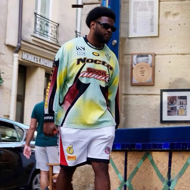 Niche Trendy Brand Nocta Collaborates with Drake on Classic Motorcycle Racing Rabbit Graffiti Letter Print Loose-Fitting Men's Long-Sleeve Shirt