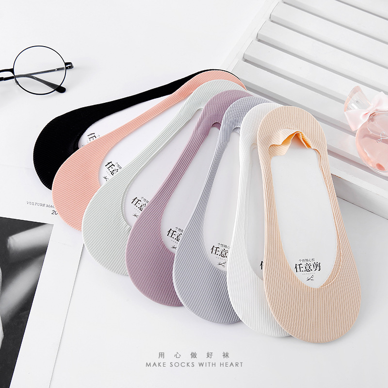 New Style Stall Socks Women's Ice Silk Socks Thin Breathable Arbitrary Cut Invisible Socks Summer Anti-off Shallow Top Boat Socks for Women