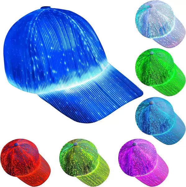 Optical fiber color luminous hat men and women night play adult hat dome hat brim colorful led light source