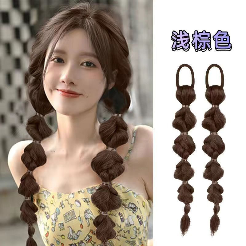 Pugging burbuja trenza peluca trenza de boxeo trenza de moda linterna doble falsa cola de caballo red chica caliente trenza de torsión tejida a mano