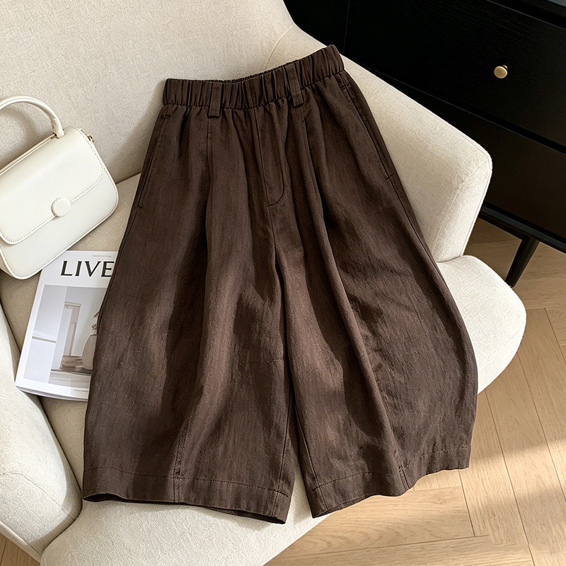 Fashionable casual straight shorts for women, 2026 spring and autumn new style, high-waisted, slimming, drapey, loose, versatile wide-leg cropped pants Fashionable casual straight shorts for women, 2026 spring and autumn new style, high-waisted, slimming, drapey, loose, versatile wide-leg cropped pants