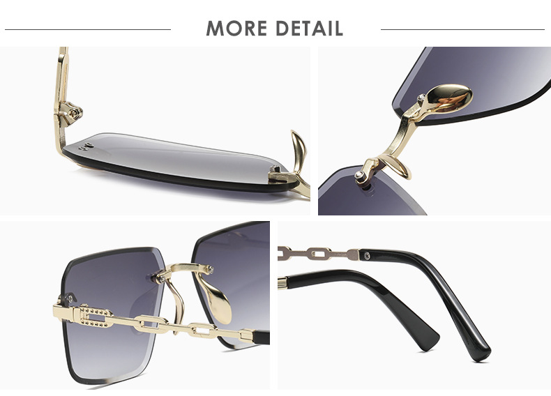 32g Weight Frameless Glasses Structure Sunglasses Classification PC, UV400 Protection Lens Material Square Glasses Style Travel Occasion Solid Color Pattern Women'S Gender Fashion Style Fashion Solid Color PC UV400 Protection Square Frameless Women's Sunglasses 8