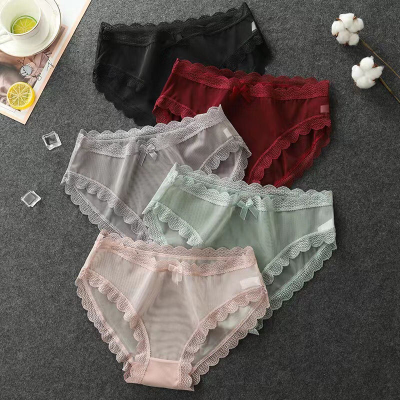 Manufacturer Clearance Women's Panties Bowknot Sexy Mid-Waist Panties Lace Edge Japanese Style Comfortable Girls' Briefs