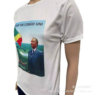 定制非洲一次性广告衫选举候选人头像印刷白色圆领T恤长期有货