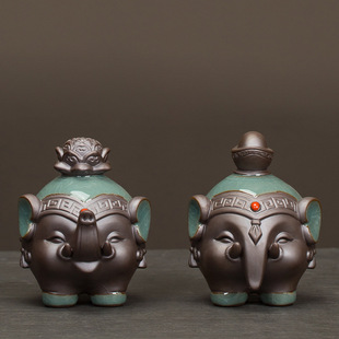 Ceramic Elephant Ornament Tea Pet Creative Fortune New Chinese Style Home Living Room Wine Cabinet Desktop Entrance Decoration Mascot