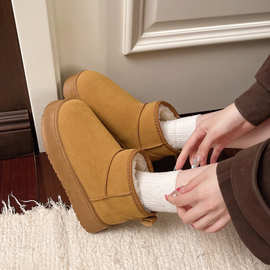 棉鞋大保暖雪地靴女短靴东北百搭厚底款新款2025冬季加绒抗寒加厚