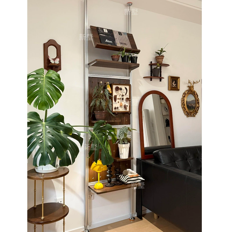 Алюминиевый профиль, стеллаж для хранения, перфорированная доска из орехового дерева, подвесная стойка, декоративная подставка для цветов, настенная полка для гостиной