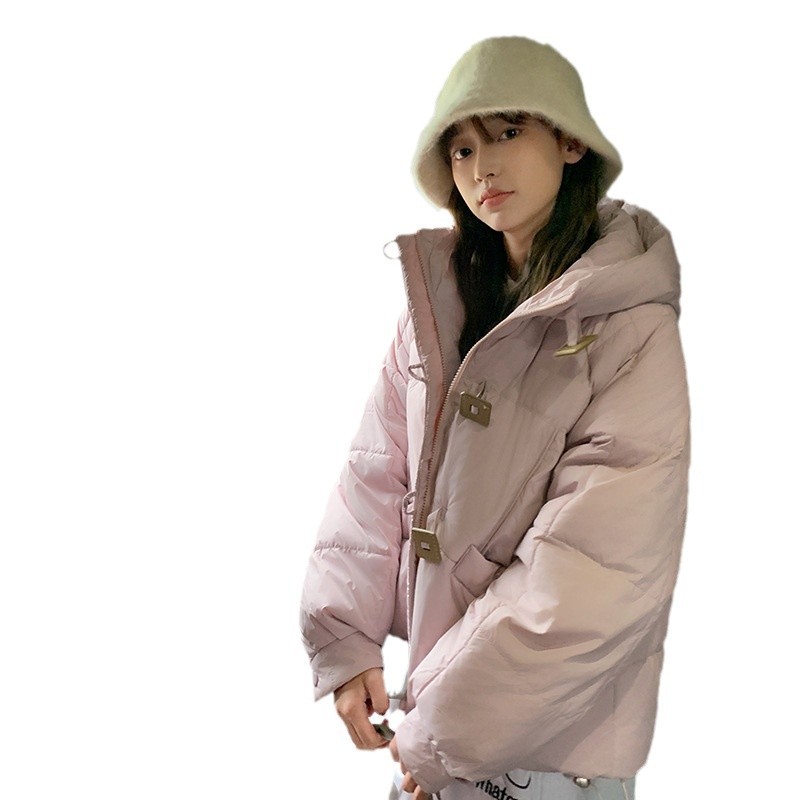 2024 invierno nuevo hombre pequeño con sombrero de algodón calentador simple ropa de pan de alumno algodón suelto abrigo universal para mujeres