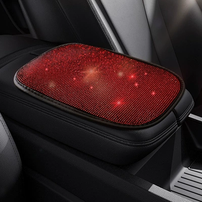 Car Interior Full Diamond Armrest Armrest box - red