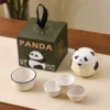 Cartoon beige tea set, panda