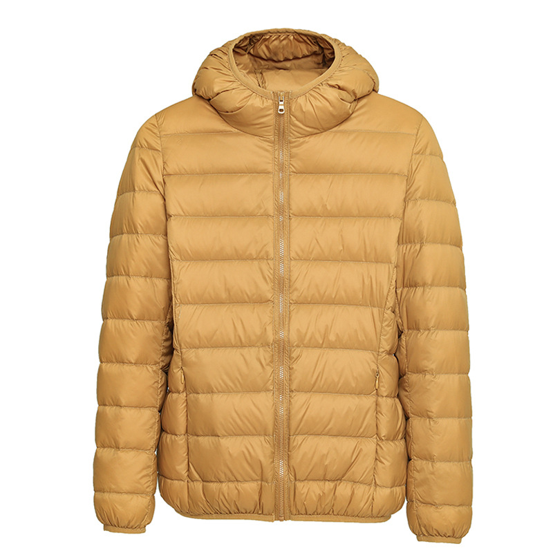 女士90白鸭绒短款轻薄羽绒服压缩羽绒服秋冬装大码女装连帽外套