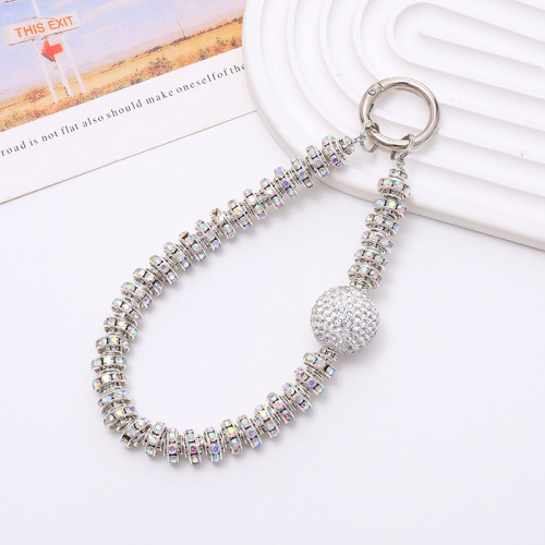 Hot selling light luxury style diamond-encrusted mobile phone chain mobile phone case pendant pendant diamond ring ceramic mobile phone lanyard anti-lost mobile phone rope