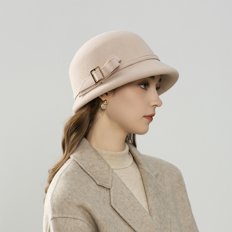 Mũ len beanie nữ phong cách Hepburn, chất liệu len pha, kiểu dáng thanh lịch thu đông — màu be