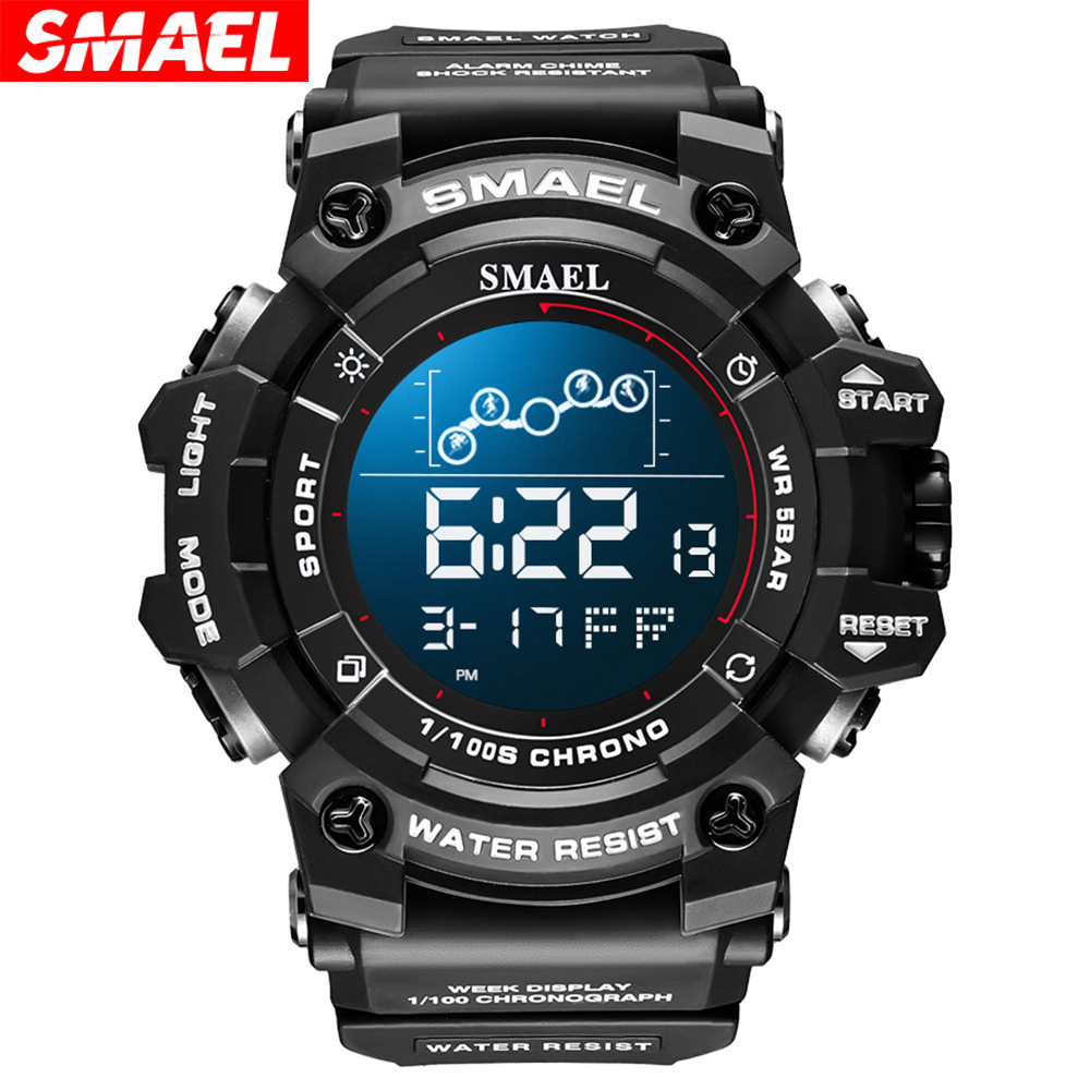 Smael Smar 8082 reloj electrónico estudiante deportes gran dial impermeable multifuncional pantalla única reloj electrónico