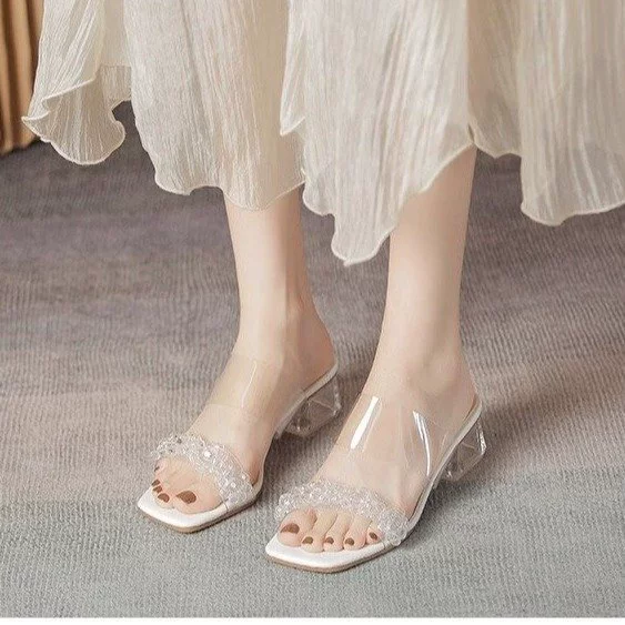 Фея толстые тапки на каблуках женщины летом носят модный кристалл