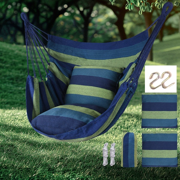 Blue stripe+tie rope+pillow+hook+storage bag