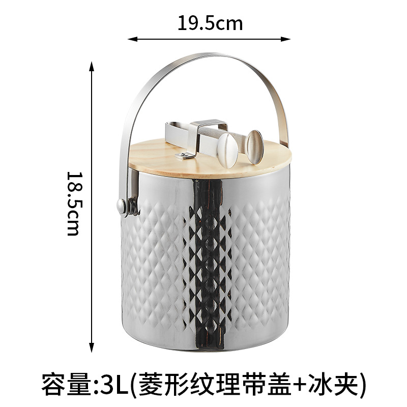 2겹 망치 얼음통 + 나무뚜껑 3L "프리 아이스클립"