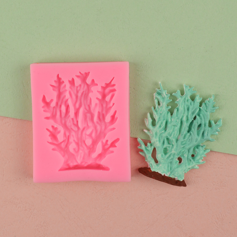 Algas marinas forma coral carámbano pastel molde DIY silicona fondant herramienta para hornear chocolate molde de silicona