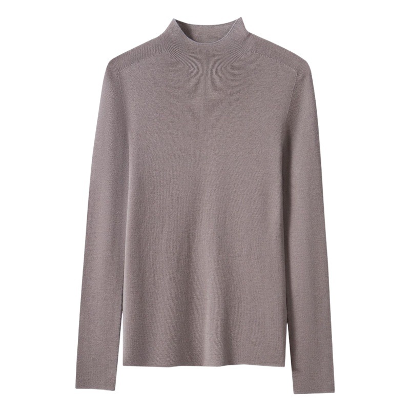 Xinao-suéter de lana de estambre 100 para mujer, suéter tejido de una pieza sin costuras, camisa de fondo con cuello de media tortuga para principios de otoño 25