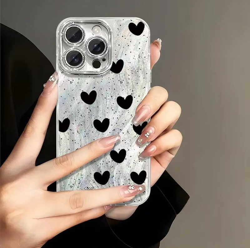 泼墨爱心挂件斜跨绳适用苹果16ProMax手机壳iPhone15镜头全包13女|undefined
