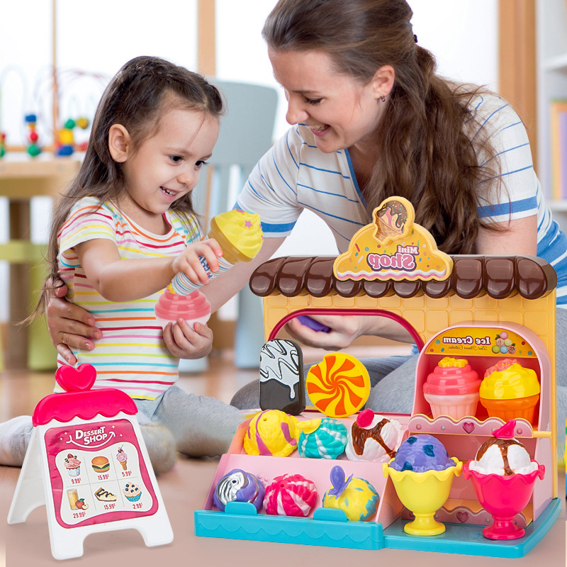 Luz, música, helado, helado, juguetes de cocina, postres, juguetes para niños al por mayor.