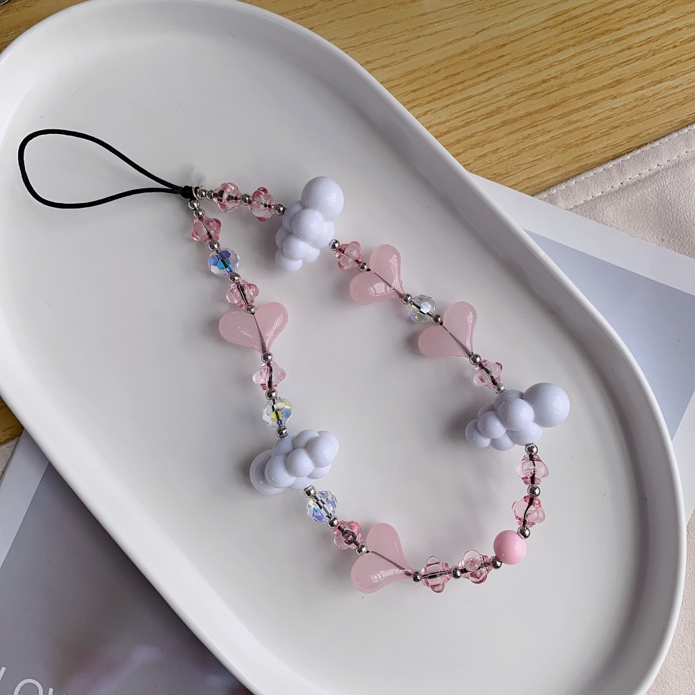 Kkbead nueva cadena de teléfono móvil I niñas teléfono móvil colgante joyería Rosa amor nube teléfono móvil cuerda teléfono móvil caso colgante