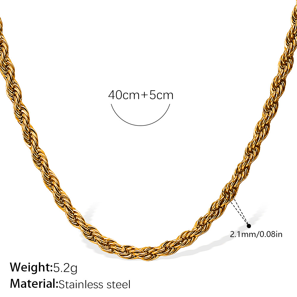 Collar versátil con cadena de hueso de serpiente estampado – cadena trenzada, chapado en oro 18K, personalidad femenina image 7